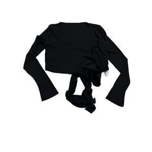 WISKII Tie-Front Long Sleeve Crop Top Style WS521 in Black